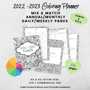 2022 - 2023 Mix & Match Coloring Planner