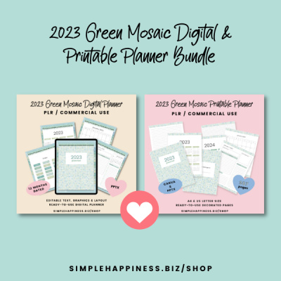 2023 Soft Green Mosaic Planner Bundle