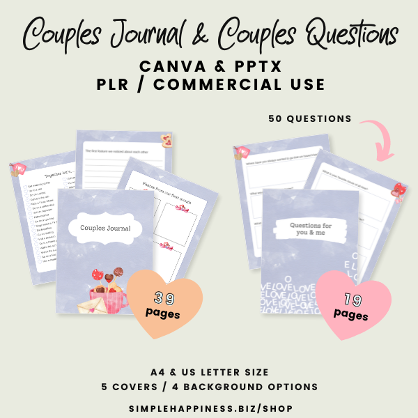 Couples Journal & Questions - Simple Happiness Biz