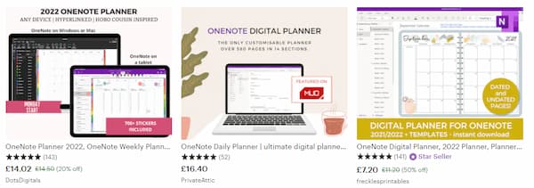 onenote digital planners