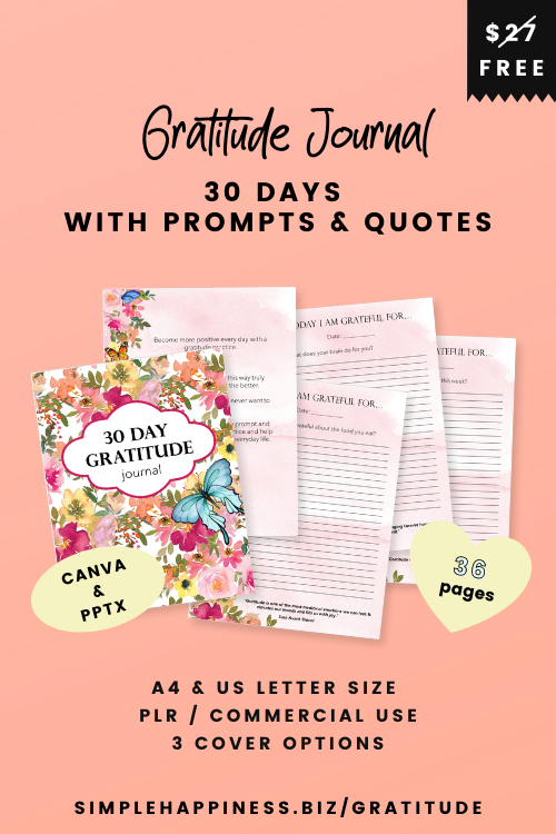 Free Printable Gratitude Journal For Improved Happiness