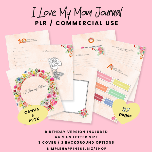 I Love Mom and Matching Printables PLR Journal and Recipe Book