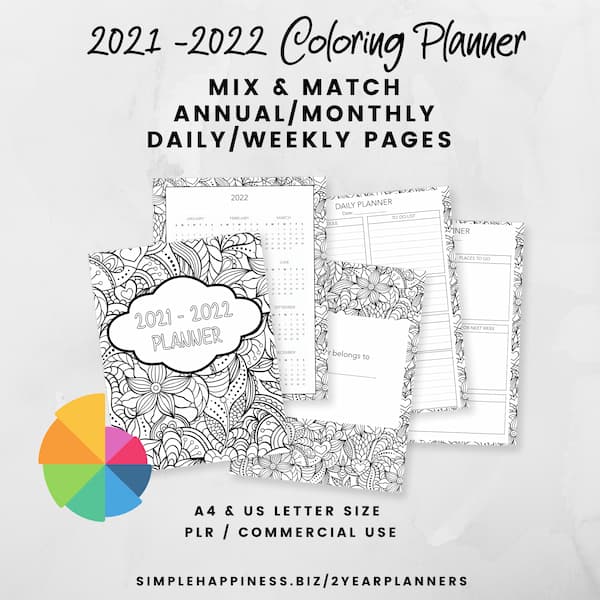 2021-2022 Coloring Planner
