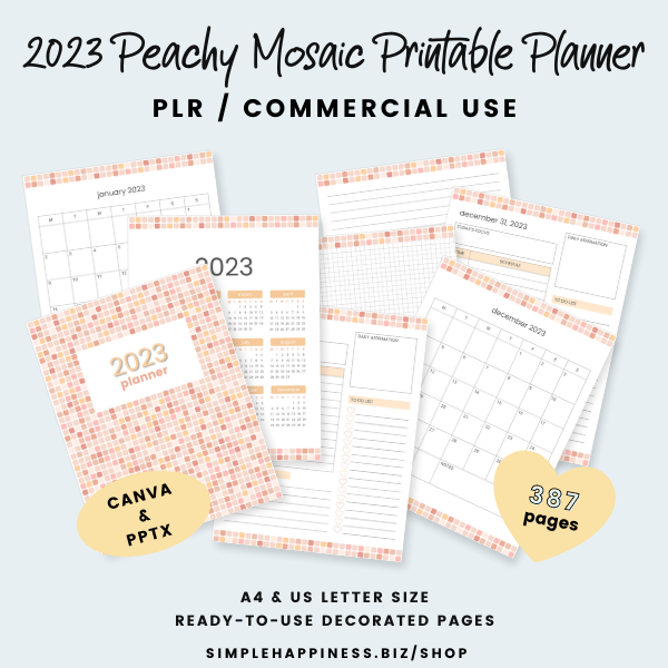 2023 Peach Mosaic Digital Planner Graphic