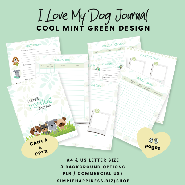 Cool Mint Dog Journal Graphic