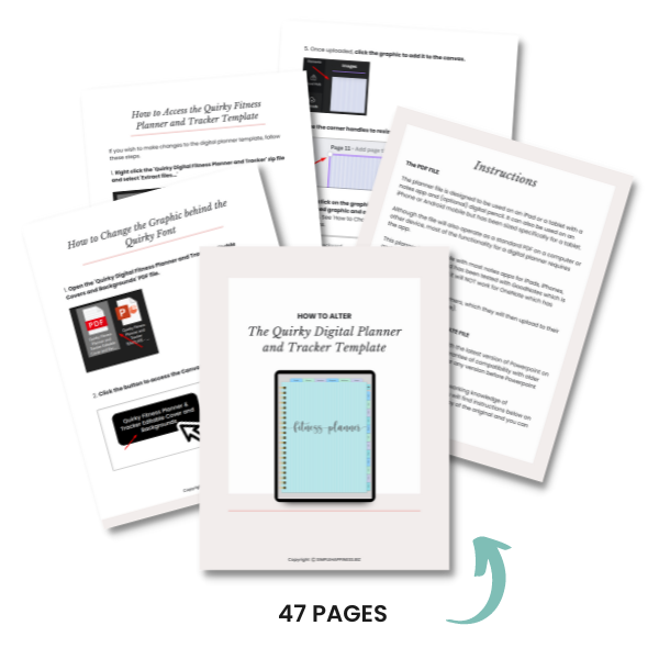 Digital Fitness Planner Instruction Pages graphic