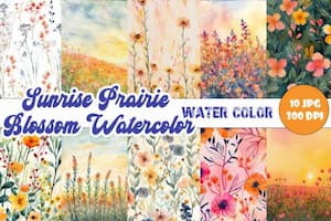 Sunrise Prairie Blossom Watercolor Graphics