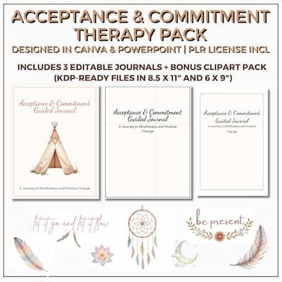 Acceptance & Commitment Therapy (ACT) Journal and Clipart Pack