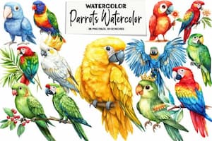 Watercolor Parrots