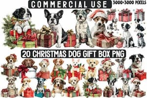 Cute dogs with gift boxes Cute dogs with gift boxes