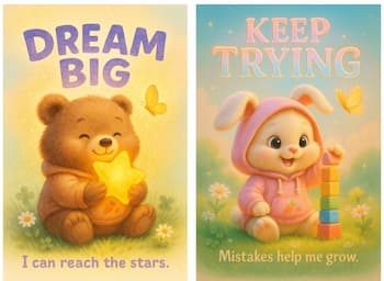 Pixar-style motivational posters