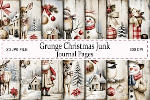 Grunge Christmas Junk Journal Pages