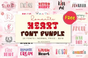 Romantic Heart Font Bundle Romantic Heart Font Bundle