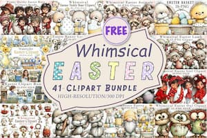 Whimsical Easter Clipart Bundle