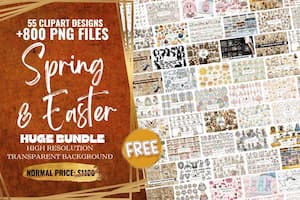Spring & Easter Clipart Huge Bundle