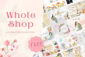 Whole watercolor shop bundle