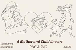 Mother & Child Line Art