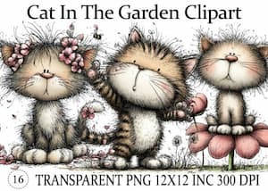 Cat in the Garden Clipart Cat in the Garden Clipart