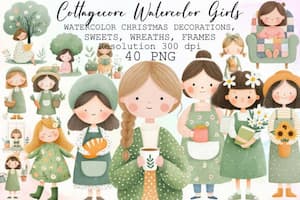 Cottagecore Watercolor Girls