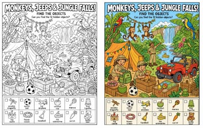 Children's Hidden Object Coloring Books