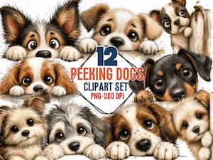 Cute Peeking Dogs clipart set Cute Peeking Dogs clipart set