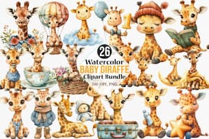 Baby Giraffe Clipart Bundle Baby Giraffe Clipart Bundle
