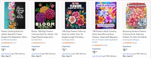 Flowers Adult Coloring Book