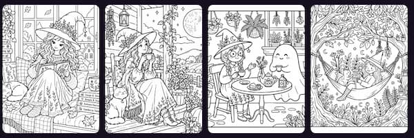 Witchy Girl Coloring Vault
